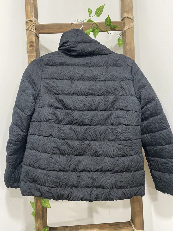 Carolina Herrera Light Quilted Oversized Puffer Jacket Black  Button down Sz S — 第 3/4 张图片