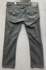 True Religion Mens Ricky Denim Jeans Flaps 249-063034 Black Made In USA 38X32