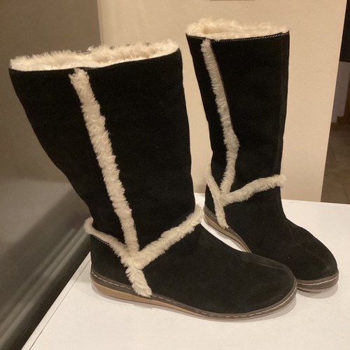 Lands End Black Suede fur lined Boots UK size 8 (10B) - Picture 3 of 7