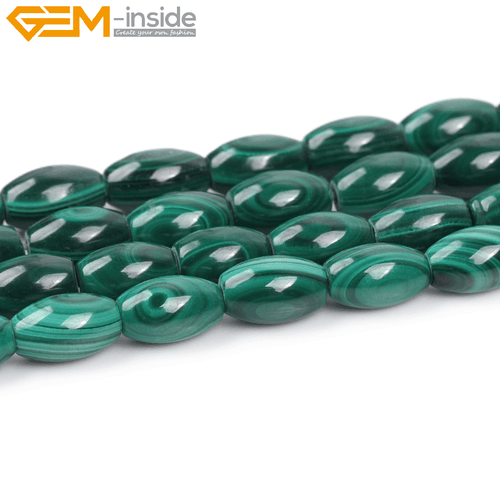 A+ Malachite Olivary Rice Natural Gemstone Grade Beads For Jewelry Making 15" UK - Picture 7 of 24