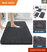 Extra Soft and Quick-Drying Chenille Bath Mat 1'8" x 2'6" - Non-Slip Design