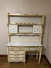 Vintage French Provincial Desk Hutch With Cabinet 