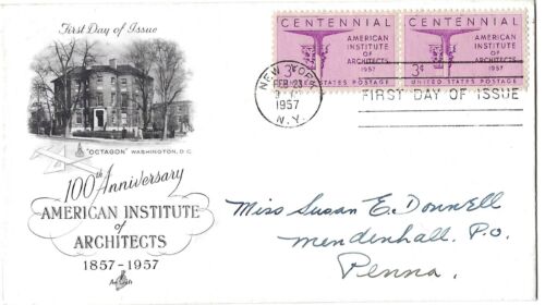 4 '57 FDCs 100 years Steel, Cent Architects, Oklahoma Sthd, Nat. Edu Association - Picture 2 of 4
