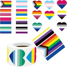 Pride Stickers 1000 PCS, LGBTQ Heart  Flag Stickers Pack Roll for Transgend...