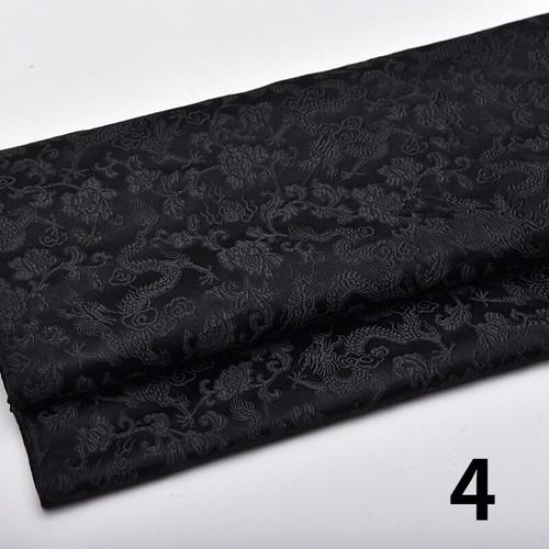 Faux Silk Satin Fabric Chinese Brocade Damask Embroidery Dragon Retro 150*100cm - Picture 6 of 23