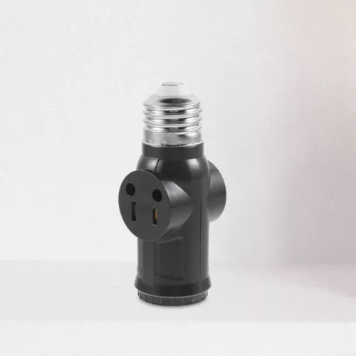 3 Prong Light Bulb Outlet Socket Adapter E26 E27 Light Socket to Plug Adapter - Picture 8 of 9