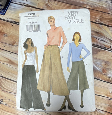 Vogue Patterns Very Easy Vogue Women's Culottes Vintage Sewing Pattern 7178