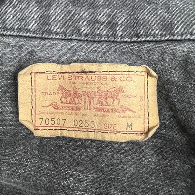 VINTAGE Levis Jacket Mens M Black Denim Trucker Type 3 Made USA