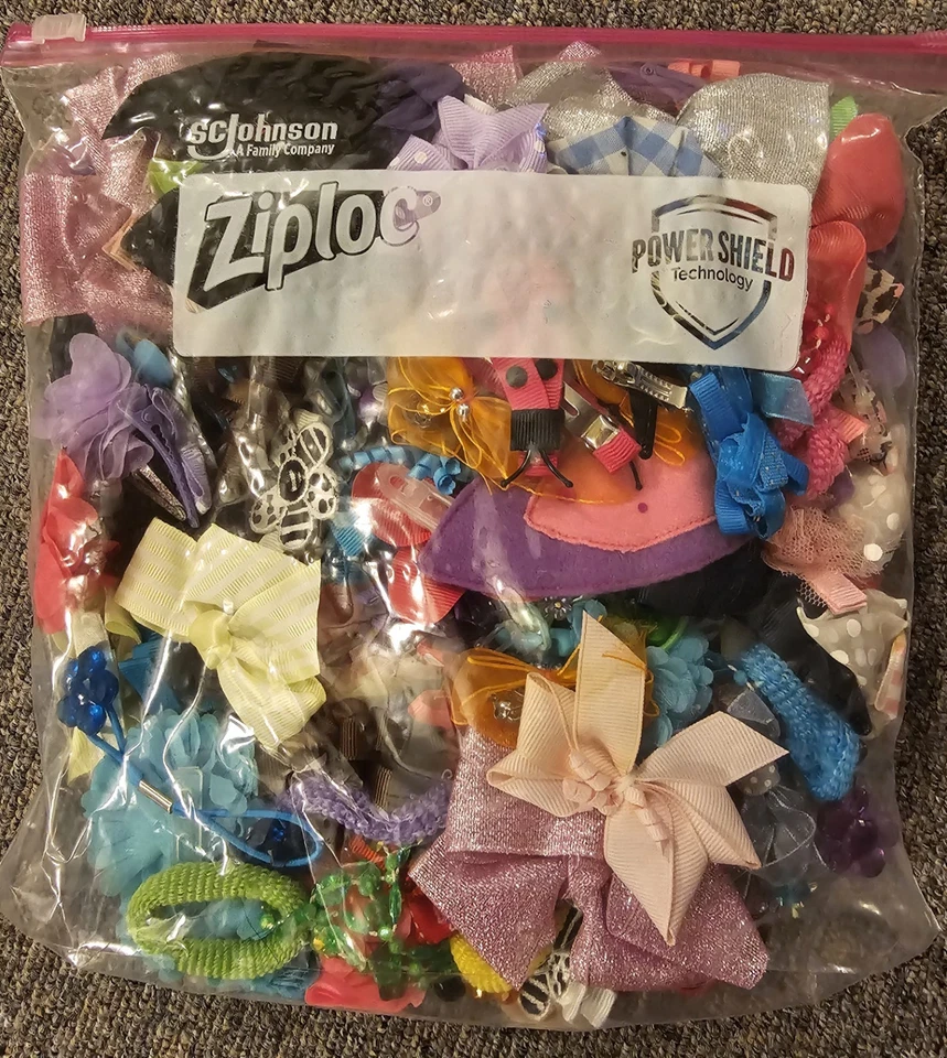 Infant Baby Girl-Toddler Assorted Hair Bows Clips Ties 128pcs Multicolor & Sizes - Image 3 of 3