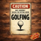 May Randomly Talk About Golf Funny Vintage Warning Tin Metal Sign