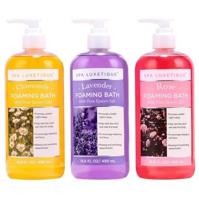 Spa Luxetique Bubble Bath, Foaming Bath with Epsom Salt, Chamomile Rose and