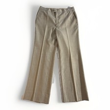 Vintage Yves Saint Laurent Cream Beige Pinstripe Trousers Pants Women's Medium