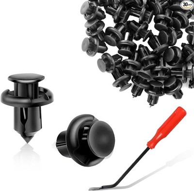 Front Bumper Push-Type Retainer Clips with Fastener Remover Tool,  Size: 30PCS