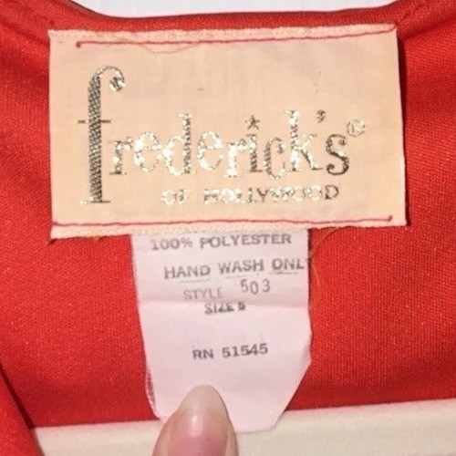 1970s Vintage Frederick’s Of Hollywood Red Jumpsuit Ruffle Collar View 4