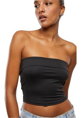 Urban Classics Top Damen Ladies Bandeau Cropped Top schwarz Basics