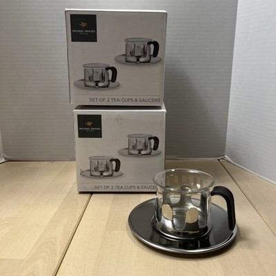 Lot of 2 (4 cups) Michael Graves Design Set of 2 Tea Cups & Saucers NEW IN BOX