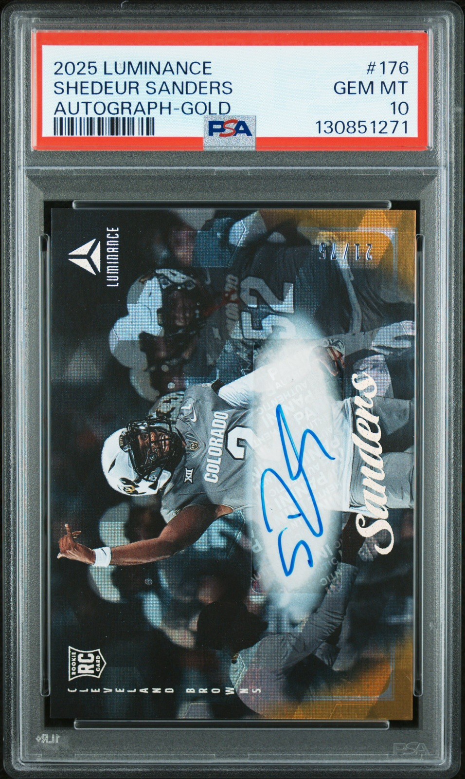 Shedeur Sanders Panini Luminance #176 Autograph-Gold