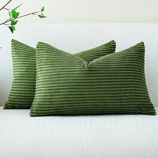 Pack of 2 Corduroy Decorative Throw Pillow 20" x 12" Pack of 2 Moss Green