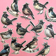 Bird with Crown Stickers Spring Junk Journal Collage Scrapbook SEE DESCRIPTION 