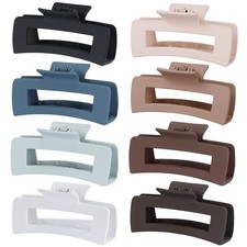 Large Hair Claw Clips - 8 Pcs Rectangle Big 1 Count Pack of 8 , Blue Brown