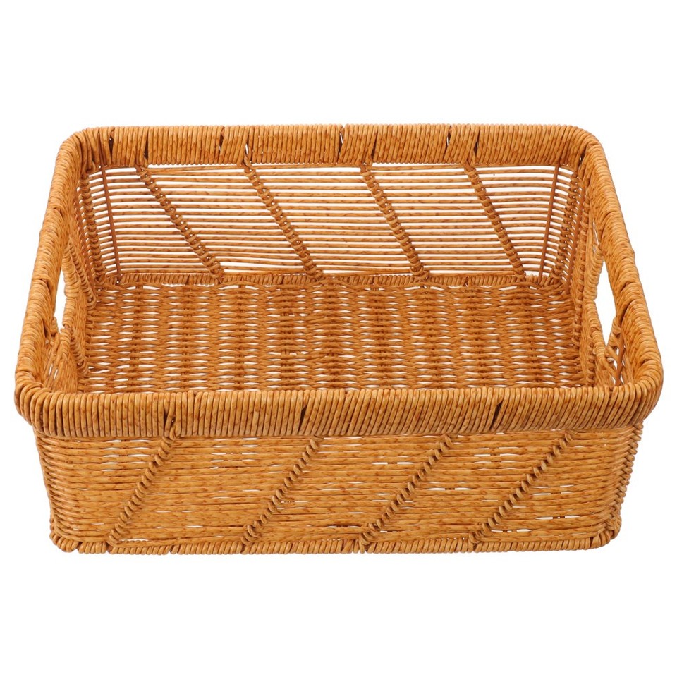 Stackable Cube Shelf Imitation Rattan Storage Basket: Plastic Stackable Cube Organizers for ...