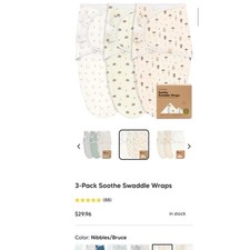 KeaBabies Soothe Swaddle Wraps 3 Pack Baby nibbles Bruce squirrel Acorn Print