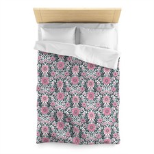 Pink Flowers - Microfiber Duvet Cover Cute Floral Bedding - Bedroom Decor Gift