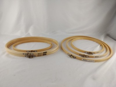 6 Vintage Wooden Adjustable Embroidery Hoops 5 Sizes And Two Shapes