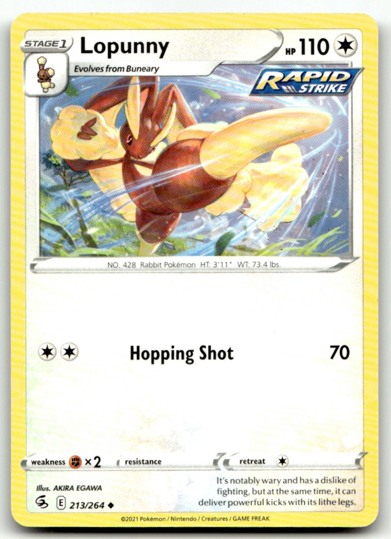 Lopunny 213/264 Uncommon Fusion Strike Pokemon Moderately Played