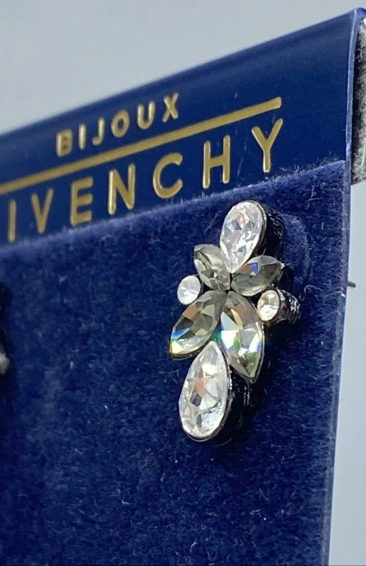 Pendientes personalizados Givenchy tono plata cristal poste 5,6 g Foto 3 de 4