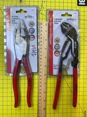 Wiha Classic Auto Grip Tongue pliers 32637 +NE Style Linemans Pliers 32624
