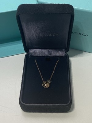 Tiffany & Co. Sterlingsilber & 18k Gold Marienkäfer Liebeskäfer Anhänger Halskette 18'' 