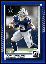 Javonte Williams 2025 Donruss Press Proofs Blue #265 Dallas Cowboys
