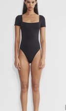 Aritzia Square Neck Bodysuit Black Solid One Piece Body Compression 125748