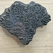 TEXTILE FABRIC STAMP Vintage Wooden Printing Block Hand Carved 8 x7 In