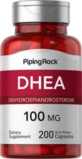 DHEA 100mg | 200 Capsules | Non-GMO, Gluten Free Supplement | By Piping Rock