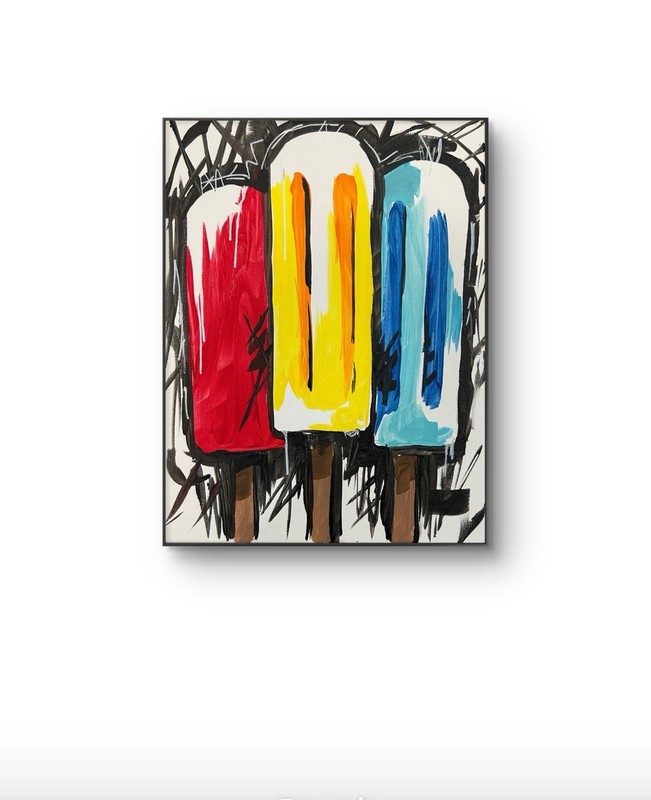 Original Abstract Popsicle Painting 14x11 canvas Modern Wall Art Home Decor New