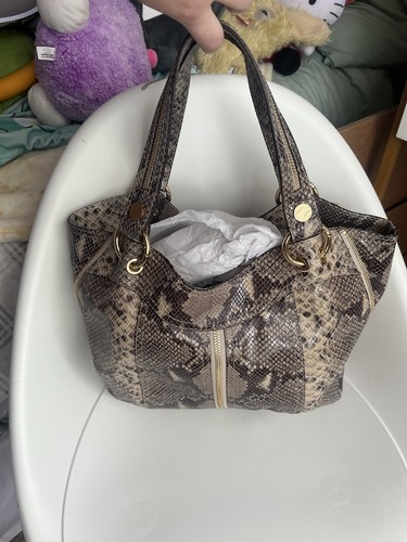 Michael Kors Python Embossed Leather Ring Tote Shoulder Bag