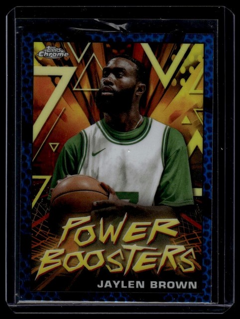 2023-24 Topps Chrome #PB-9 Jaylen Brown Power Boosters Refractor Blue Basketball