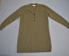 Madewell Henley Sweater Dress XS Green Pullover Merino Wool Blend Long Sleeve