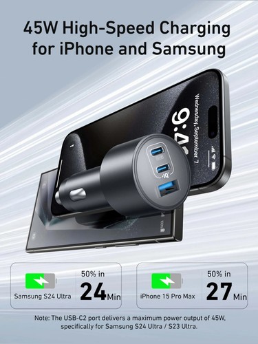 Anker Chargeur Voiture USB-C 167.5W Max 3 Ports Chargeur Voiture Rapide pour MacBook Pro/Air - Photo 4 sur 7