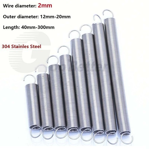 Wire Dia 2mm Hook Expansion Spring Tension Extension Springs 304 Stainles Steel - Picture 1 of 8