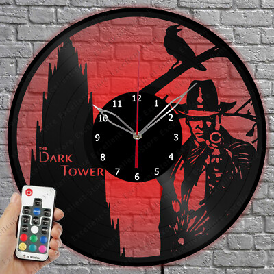 LED Vinyl Clock Dark Tower LED Light Vinyl Record Wall Clock Home Decor 1094