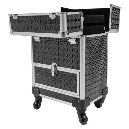 Rolling Makeup Case Hand-pulled Travelling Cosmetics Box w/ 4 Universal Wheels - Picture 18 of 24