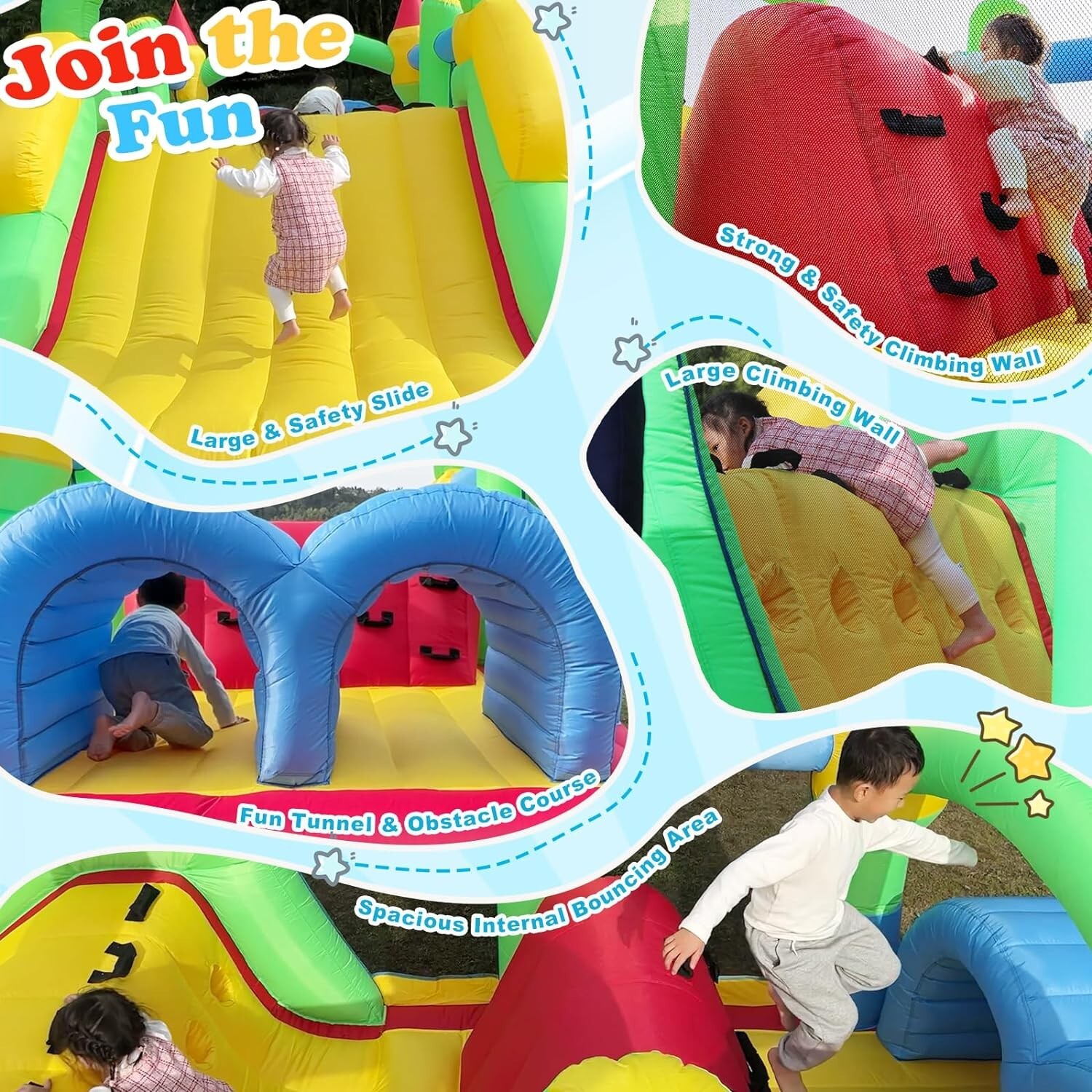 $Inflatable Obstacle Bounce House with Blower, Children's Park for Backyard U.S