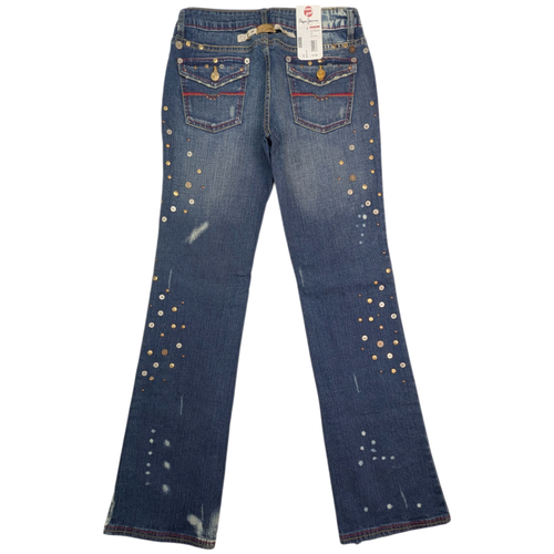 Pepe Jeans London Low Rise Bootcut Studs Distressed women's Size 27 x 32 NWT - Picture 2 of 8