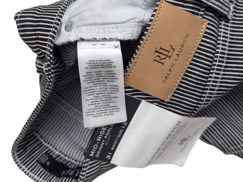 Jeans donna Ralph Lauren super elasticizzati vita media skinny alla caviglia taglia 12 nuovi con etichetta! - Foto 8 di 8