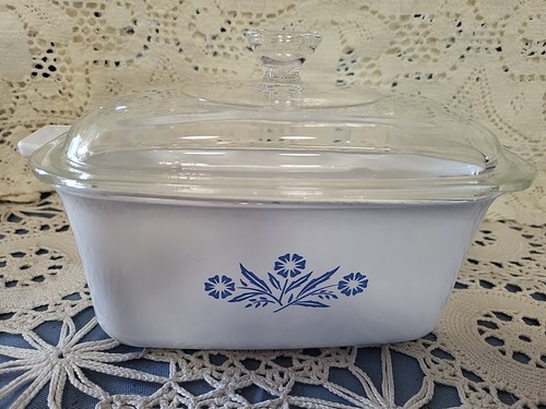 Corning Ware Corn Flower Blue 7x 5 Cassarole With Lid - 第 1/8 張圖片