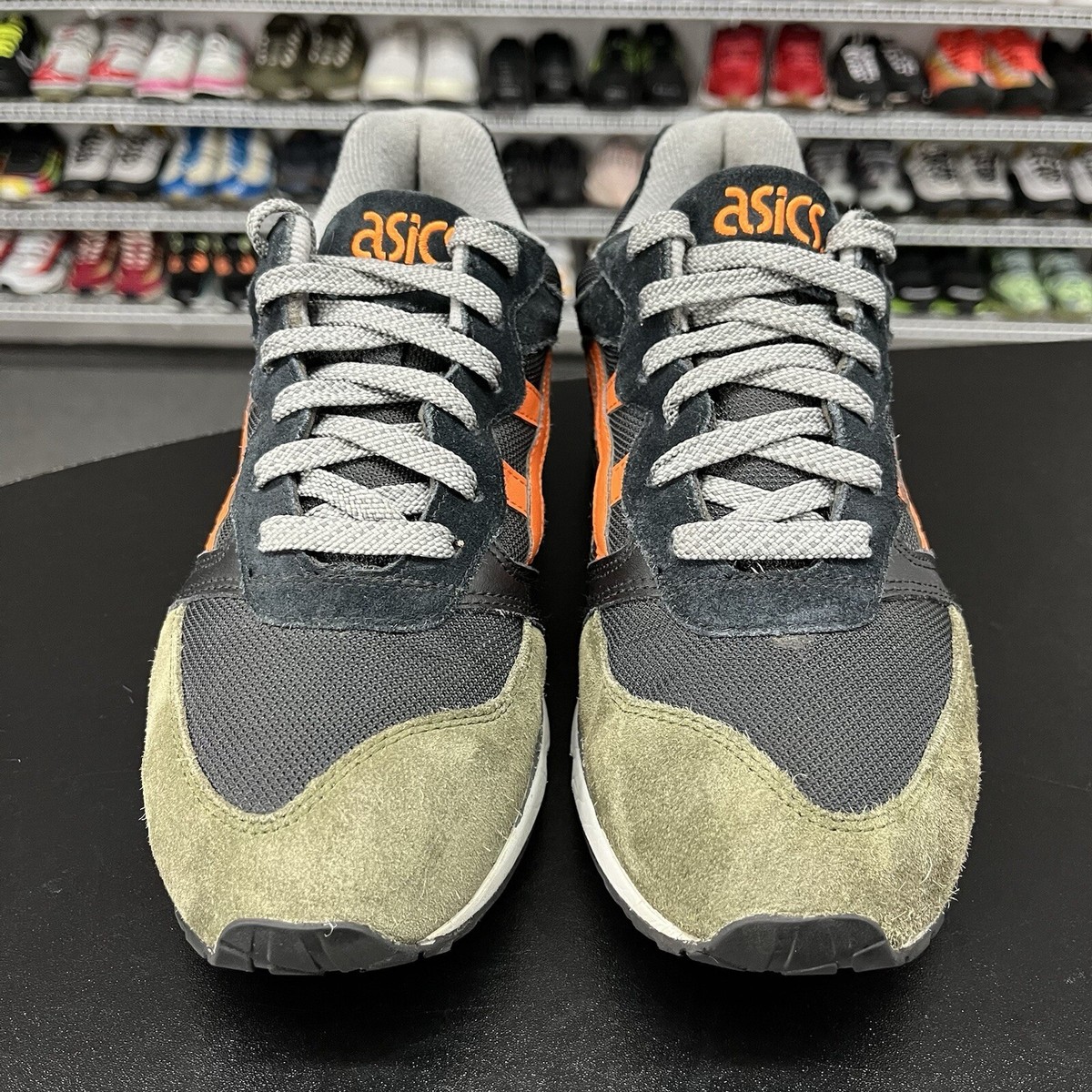 Asics Gel Lique ‘Army’ Black Orange Green H6H1L 9009 Men’s Size No Insoles