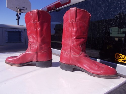 Vintage RED Justin Roper Style L 3055 Western Cowboy Cowgirl Boots Ladies sz 5 B - Picture 2 of 10